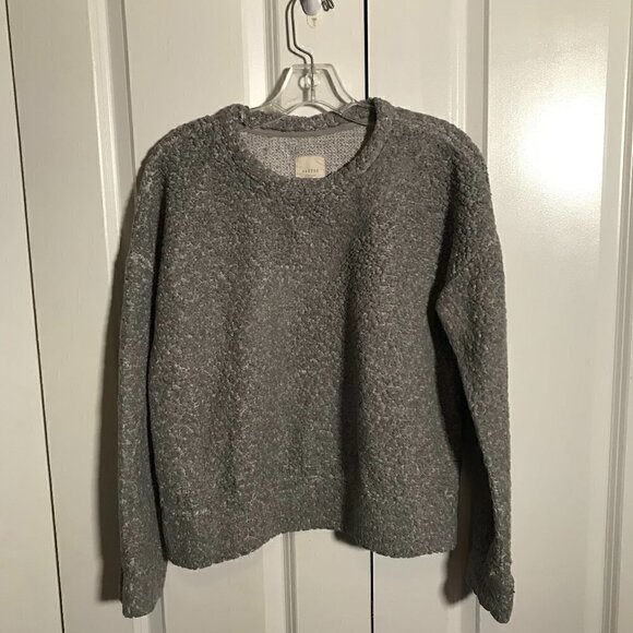 Harper Heritage gray fuzzy scoop neck boxy cropped sweatshirt, S - Picture 1 of 5
